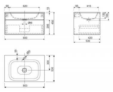 Раковина из литьевого мрамора накладная Cezares Titan 80x53 TITAN-800-LVB