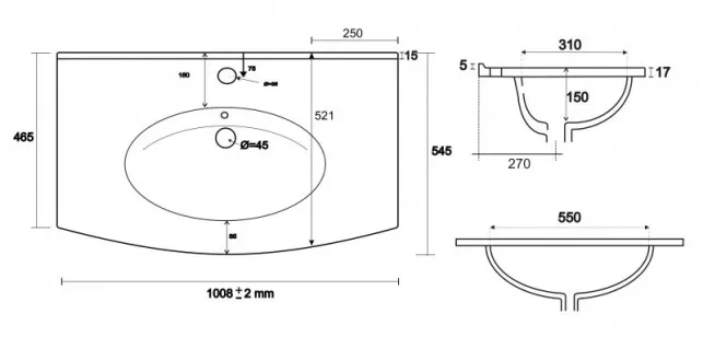 Стеклянная раковина Cezares Comfort 101x55 Extra-light 82416