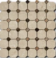 Мозаика Art and Natura Ceramica Octagon Pattern Botticino Fiorito Dark Imperador 30.5x30.5 Мозаика Art and Natura Ceramica Octagon Pattern Botticino Fiorito Dark Imperador 30.5x30.5