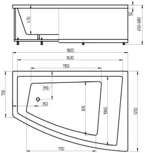 Ванна Акватек Оракул 125x180x68 ORK180-0000013