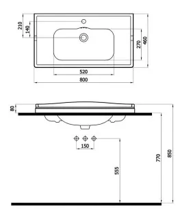 Керамическая раковина чаша в центре Cezares Giubileo 80x8x46 Bianco Lucido CZR-ELT-80-LVB