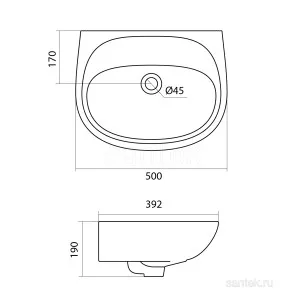 Раковина Santek Анимо 19x50x39.2 1WH110493