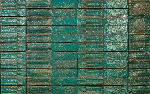 Плитка Mutina Chamotte Mono Verde 7.5x22.5 настенная PUCM06