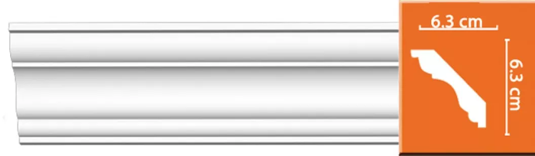 Плинтус потолочный гладкий Decomaster DP337 (62x60x2400 мм)