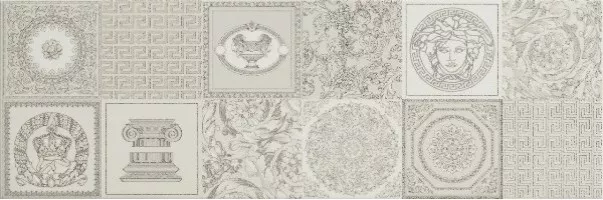 Декор Versace Gold Decorato Bianco Patchwork Platino 25x75 68890 Декор Versace Gold Decorato Bianco Patchwork Platino 25x75 68890