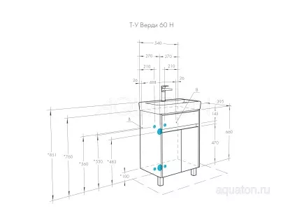 Тумба под раковину Aquaton Верди PRO 39.5x54x66 1A207701VDAV0