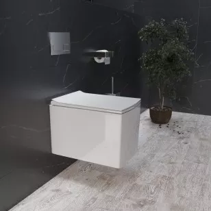 Унитаз Grossman белый подвесной безободковый с тонкой крышкой 510x350x360 GR-4460S