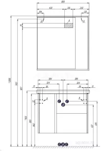 Тумба под раковину Aquaton Стоун 44.2x76x60 1A228201SX850