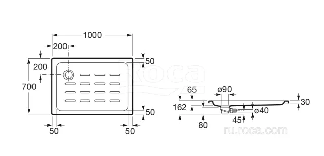 Душевой поддон Roca Easy 70x100x6.5 276088000