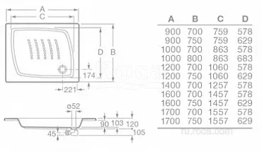 Душевой поддон Roca Daiquiri 70x90x12 276026000