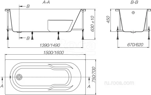 Ванна Roca Hall 170x75x42 ZRU9302768