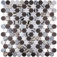 Стеклянная мозаика Vidrepur Circle Aqua Black Mix 29.5x31 Стеклянная мозаика Vidrepur Circle Aqua Black Mix 29.5x31