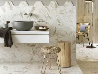 Керамогранит напольный R50C Bistrot Calacatta Michelangelo Soft Rett 75x150 Ragno