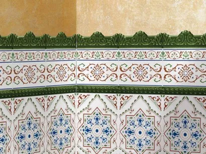 Бордюр Moldura Barroca Verde 5x20 Ribesalbes Ceramica