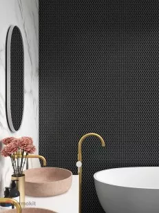 Стеклянная мозаика Vidrepur Circle 6005 Black Br 29.5x31