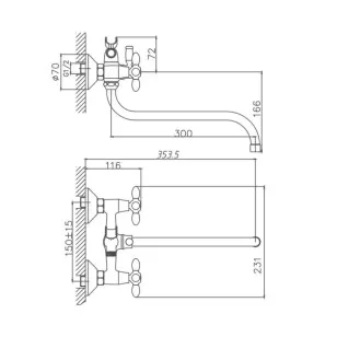 Смеситель для ванны CN22127-12 зеленый Cron