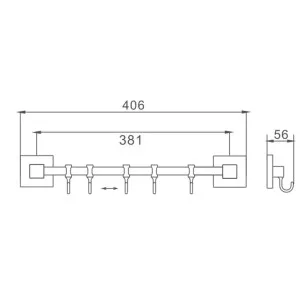 Планка с крючками для полотенец HB8615-5 хром Haiba