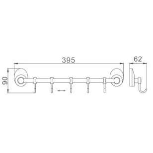Планка с крючками для полотенец HB1615-5 хром Haiba