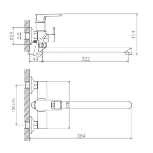 Смеситель для ванны HB22176 хром Haiba
