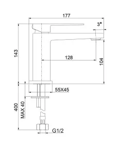 Смеситель для раковины Kube 100NN8516 черный Fiore
