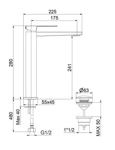 Смеситель для раковины Kube 100CR8517 хром Fiore