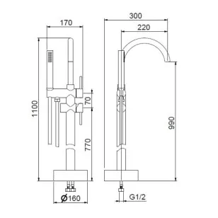 Смеситель для ванны напольный Rimini RI851101560 черный Webert