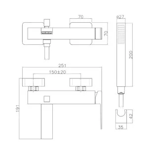Смеситель для ванны Pegaso PE850101560 черный Webert