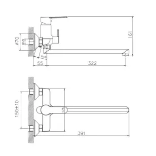 Смеситель для ванны HB22557-8 белый Haiba