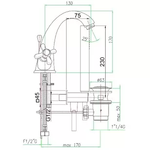 Смеситель для раковины Armony AM700102065 бронза Webert