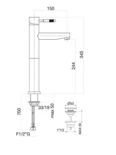 Смеситель для раковины Rimini RI830402015 хром Webert