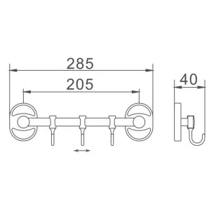 Планка с крючками для полотенец HB1915-3 хром Haiba
