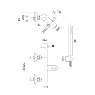 Смеситель для ванны Rimini RI850101560 черный Webert