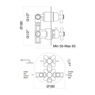 Смеситель для душа встраиваемый с термостатом Ottocento OT970902010 золото Webert