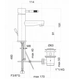 Смеситель для раковины Rimini RI830102560 черный Webert