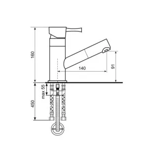 Смеситель для кухни U-009-308 черный Ulgran