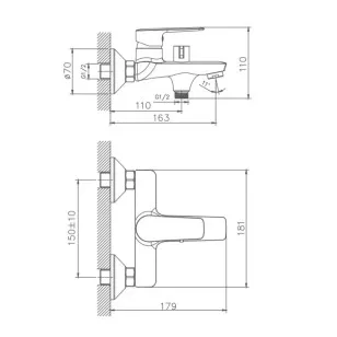 Смеситель для ванны HB60563 хром Haiba