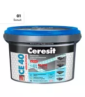 Затирка цементная Ceresit CE 40 Aquastatic №01 Белая 2 кг