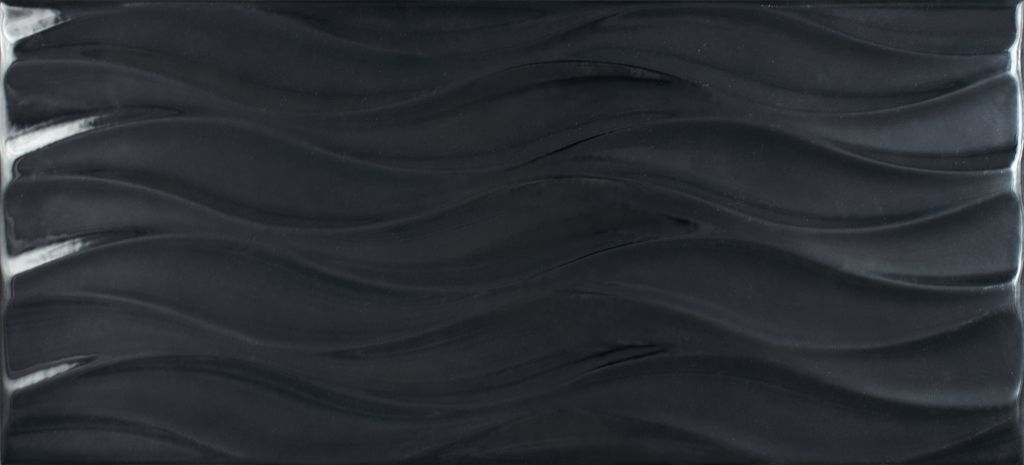 plitka nastennaya wag401 wave black flowers 20x44 cersanit