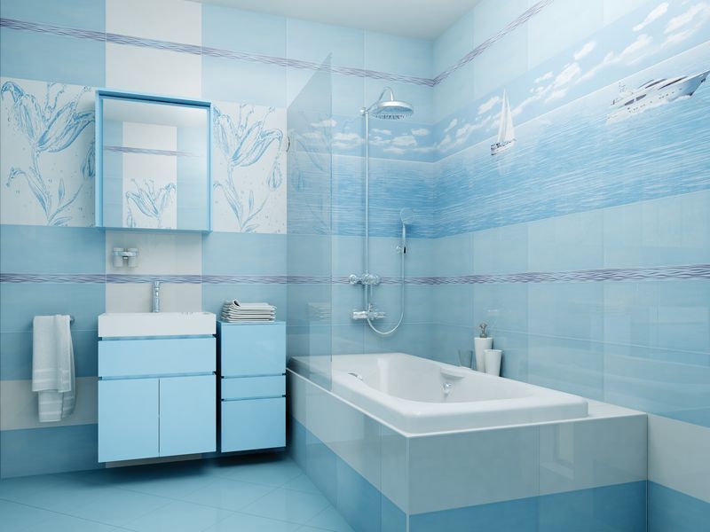Плитка для ванны омск. Плитка Keros «Varna». Плитка для ванной. Плитка для ванной в голубых тонах. Ванна с голубой плиткой.