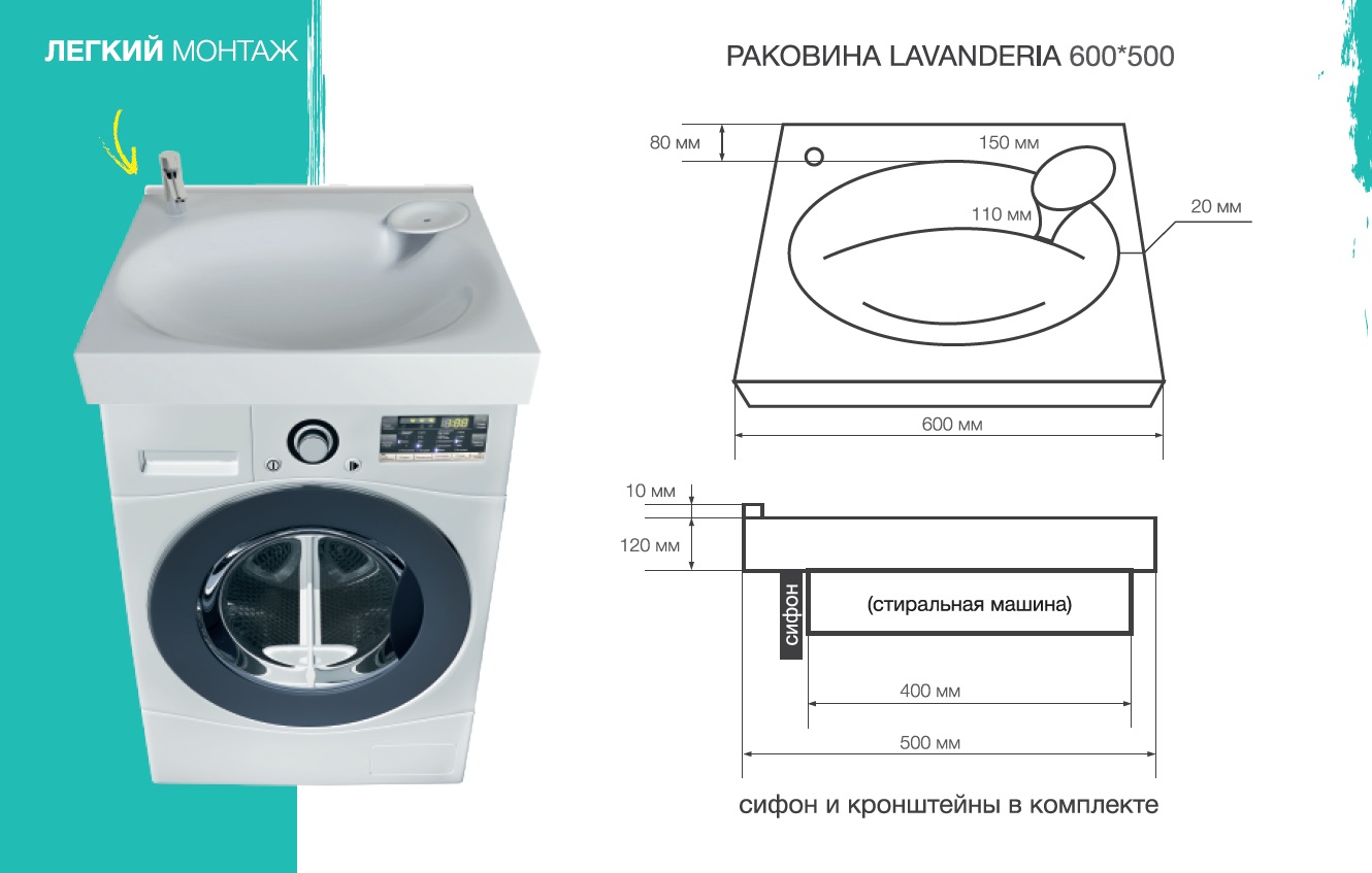 Раковина Marka One Lavanderia 600x500x170 У71490 с доставкой по Москве и в регио